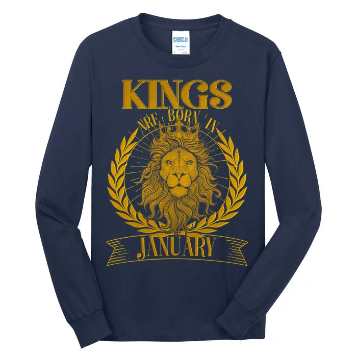 Vintage Lion Kings Are Born In January Tall Long Sleeve T-Shirt