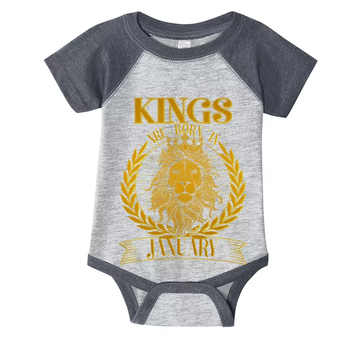 Vintage Lion Kings Are Born In January Infant Baby Jersey Bodysuit