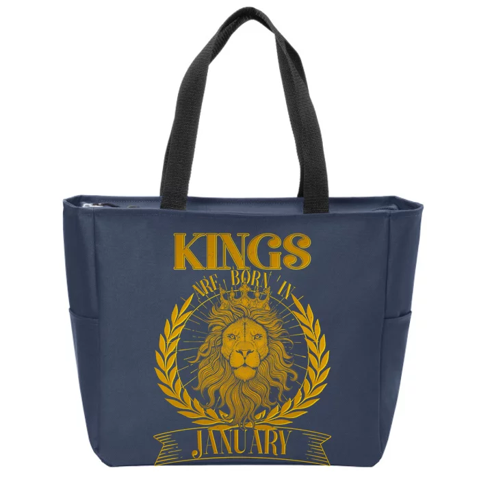 Vintage Lion Kings Are Born In January Zip Tote Bag