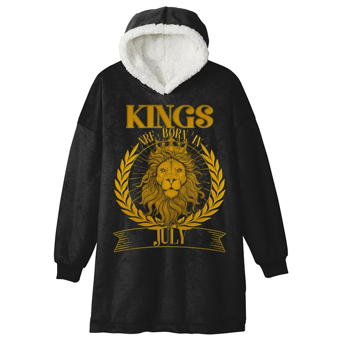 Vintage Lion Kings Are Born In July Hooded Wearable Blanket