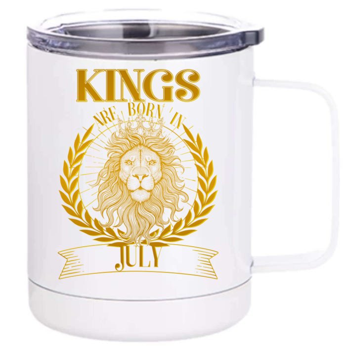 Vintage Lion Kings Are Born In July Front & Back 12oz Stainless Steel Tumbler Cup