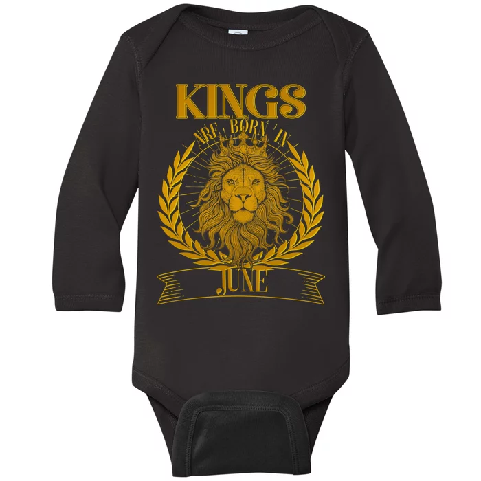 Vintage Lion Kings Are Born In June Baby Long Sleeve Bodysuit