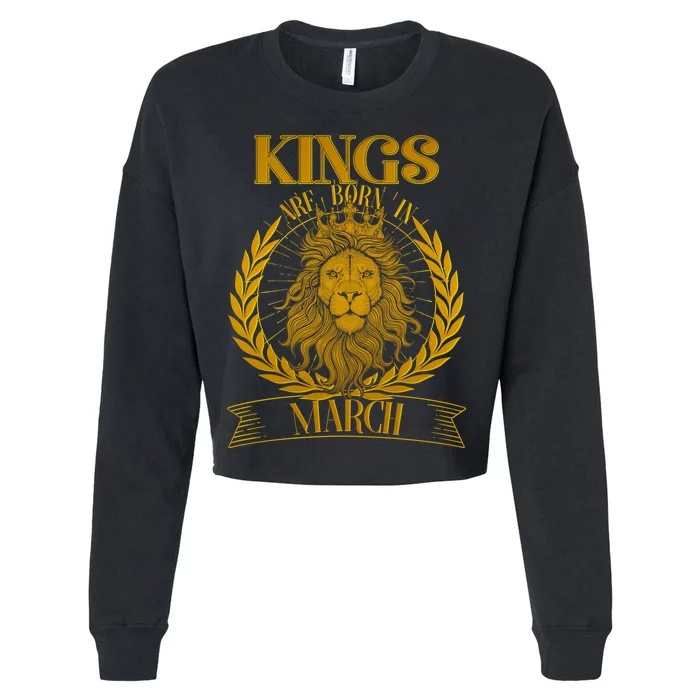 Vintage Lion Kings Are Born In March Cropped Pullover Crew