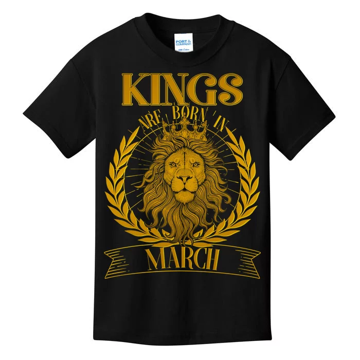 Vintage Lion Kings Are Born In March Kids T-Shirt