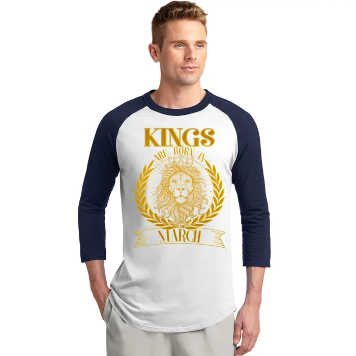 Vintage Lion Kings Are Born In March Baseball Sleeve Shirt