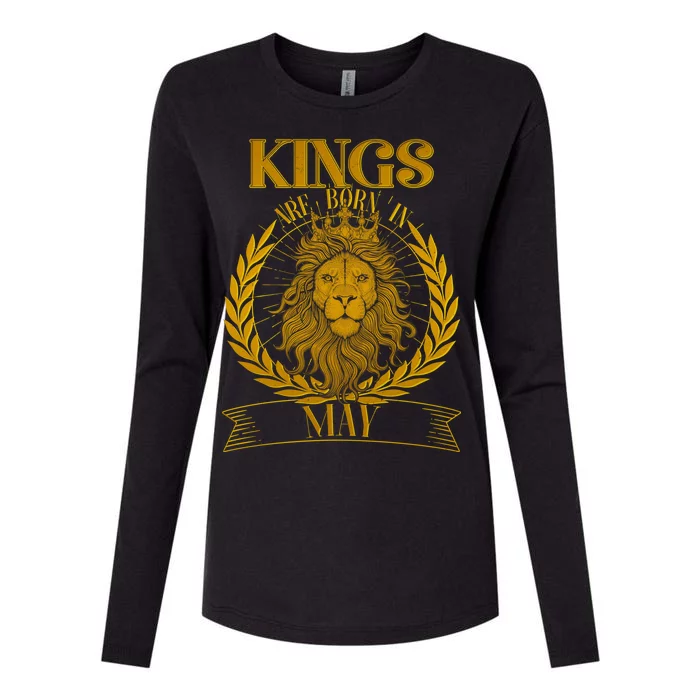 Vintage Lion Kings Are Born In May Womens Cotton Relaxed Long Sleeve T-Shirt