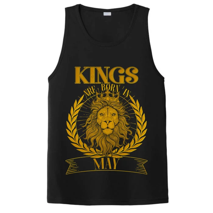 Vintage Lion Kings Are Born In May Performance Tank