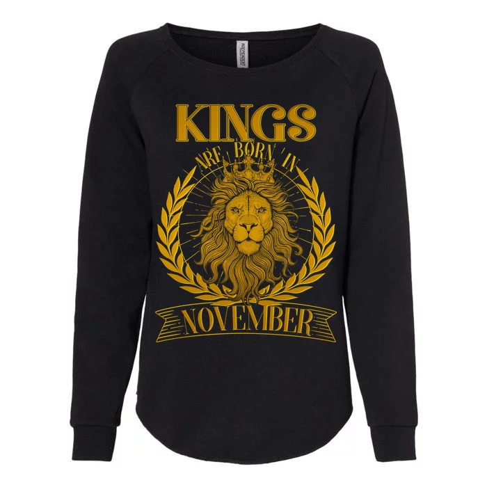 Vintage Lion Kings Are Born In November Womens California Wash Sweatshirt