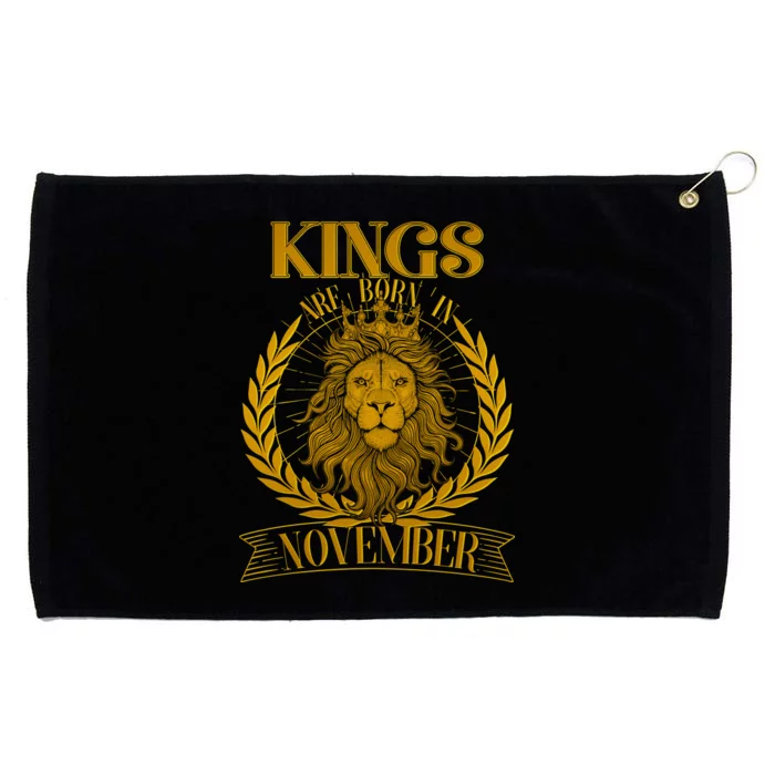 Vintage Lion Kings Are Born In November Grommeted Golf Towel