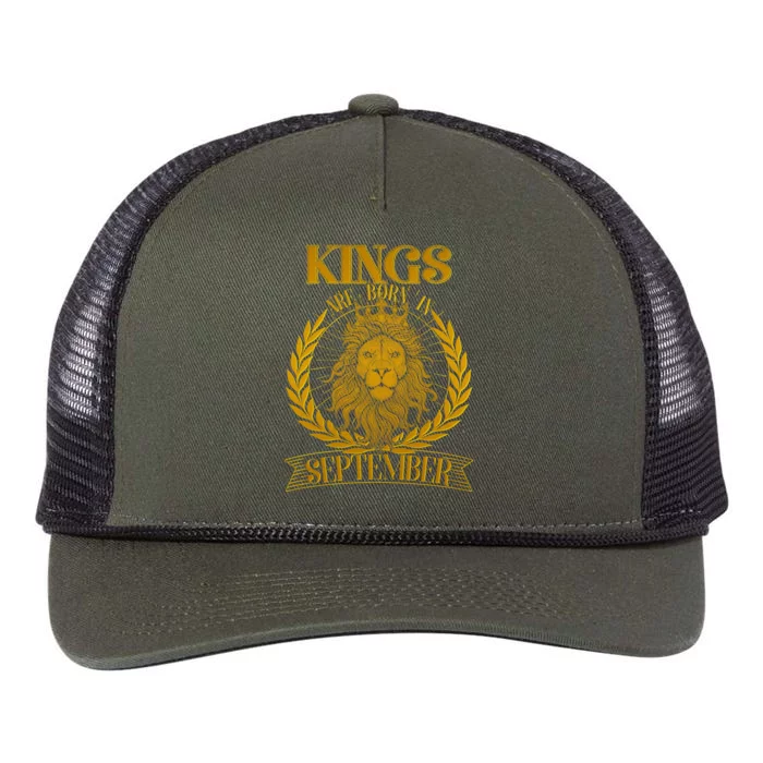 Vintage Lion Kings Are Born In September Retro Rope Trucker Hat Cap