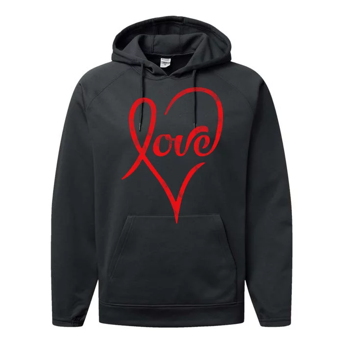 Vintage Love Heart Symbol Performance Fleece Hoodie