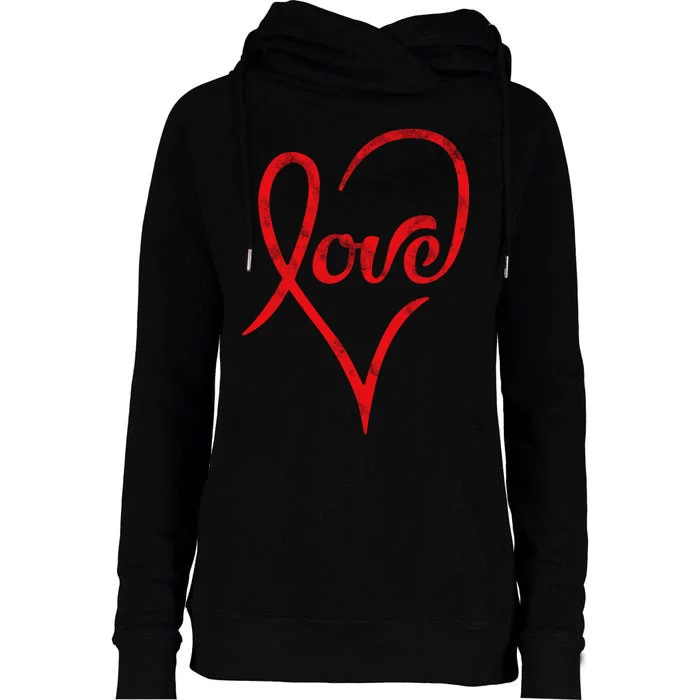 Vintage Love Heart Symbol Womens Funnel Neck Pullover Hood