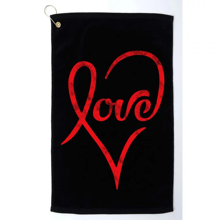 Vintage Love Heart Symbol Platinum Collection Golf Towel