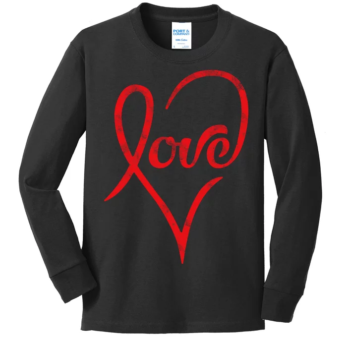 Vintage Love Heart Symbol Kids Long Sleeve Shirt