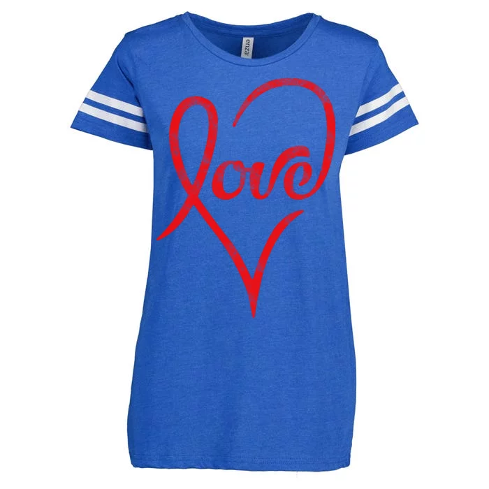 Vintage Love Heart Symbol Enza Ladies Jersey Football T-Shirt