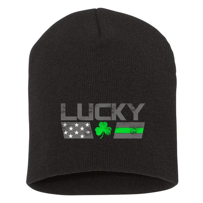 Vintage Lucky Shamrock Racing Flag Short Acrylic Beanie