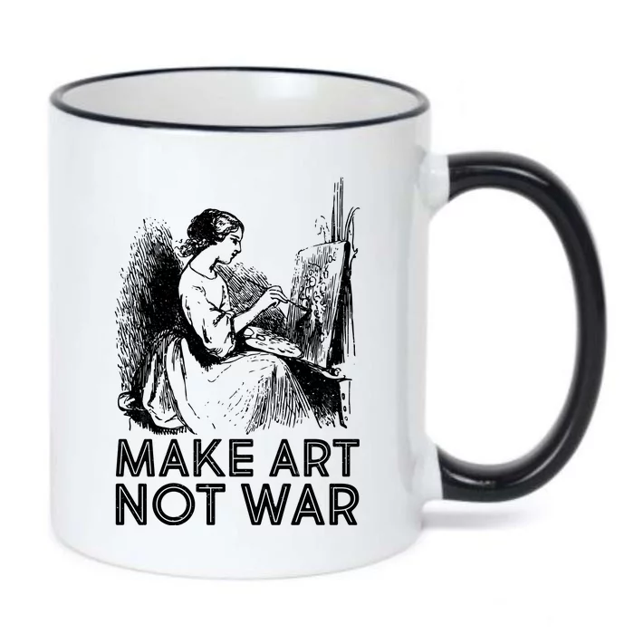 Vintage Make Art Not War Black Color Changing Mug