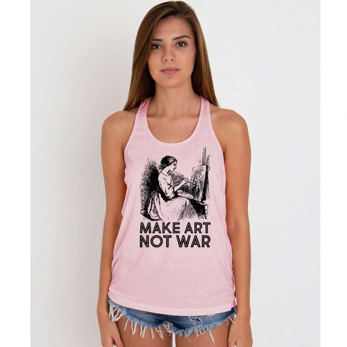 Vintage Make Art Not War Women's Knotted Racerback Tank