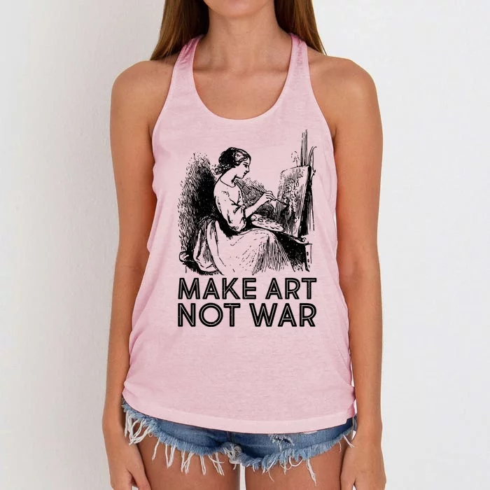 Vintage Make Art Not War Women's Knotted Racerback Tank