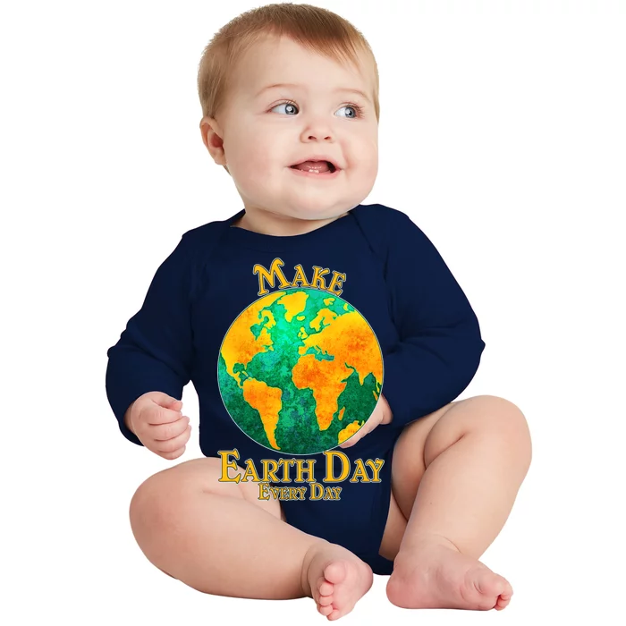 Vintage Make Earth Day Every Day Baby Long Sleeve Bodysuit