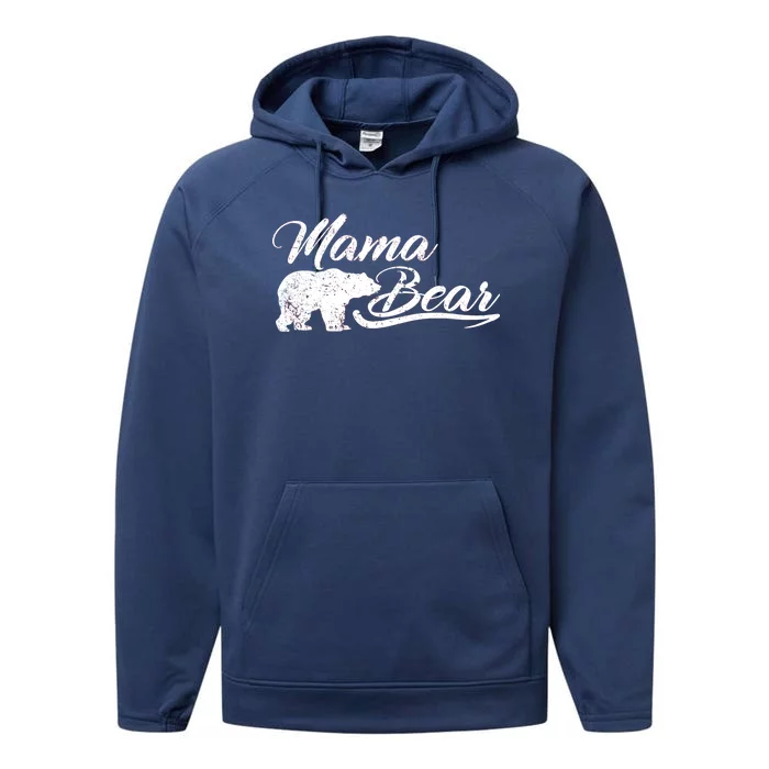 Vintage Mama Bear Retro Mother Logo Performance Fleece Hoodie