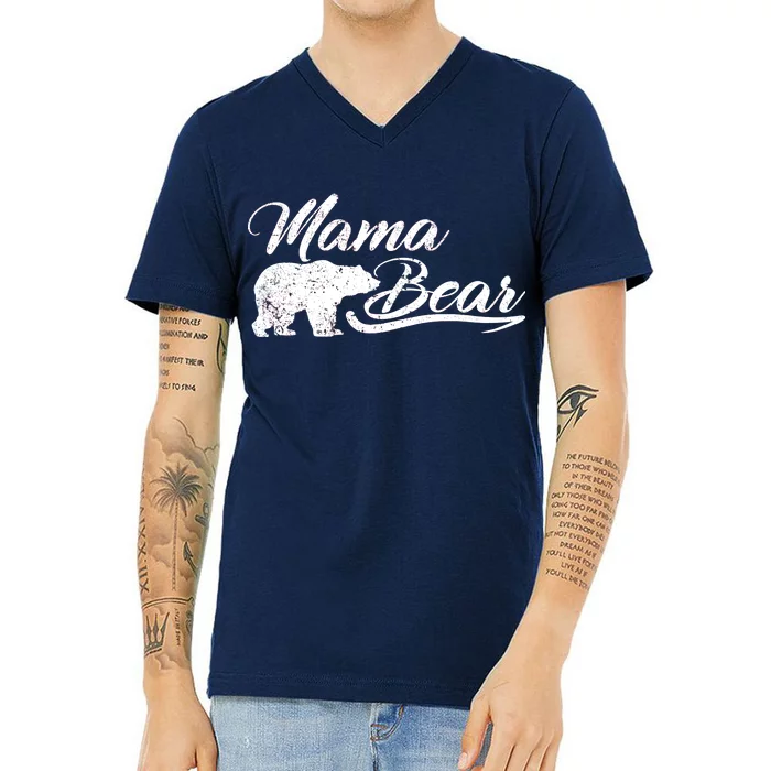 Vintage Mama Bear Retro Mother Logo V-Neck T-Shirt