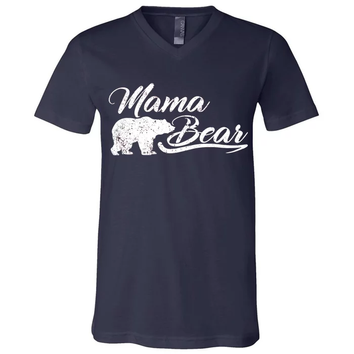 Vintage Mama Bear Retro Mother Logo V-Neck T-Shirt