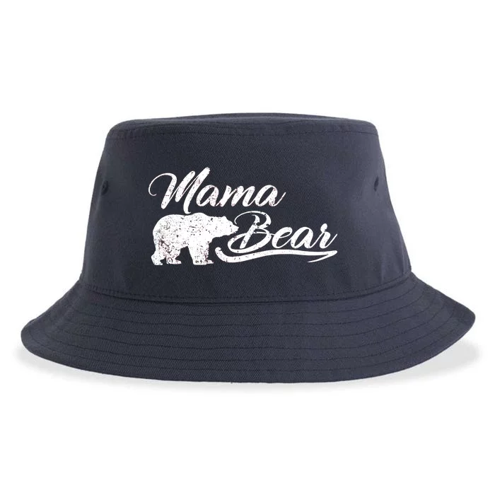 Vintage Mama Bear Retro Mother Logo Sustainable Bucket Hat