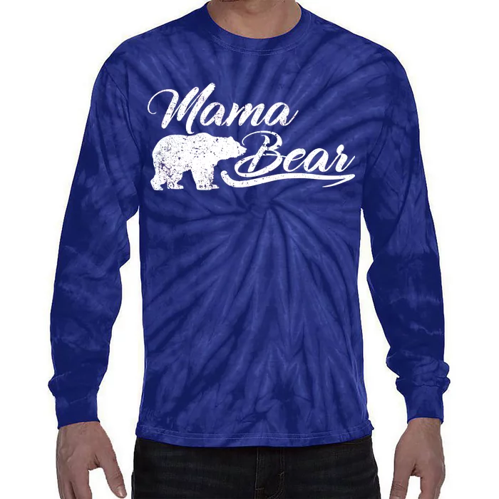 Vintage Mama Bear Retro Mother Logo Tie-Dye Long Sleeve Shirt