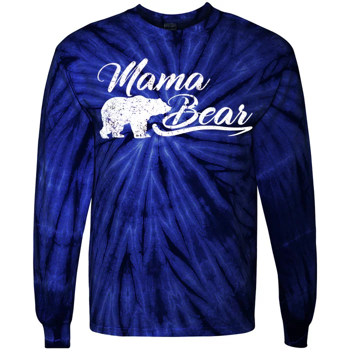 Vintage Mama Bear Retro Mother Logo Tie-Dye Long Sleeve Shirt