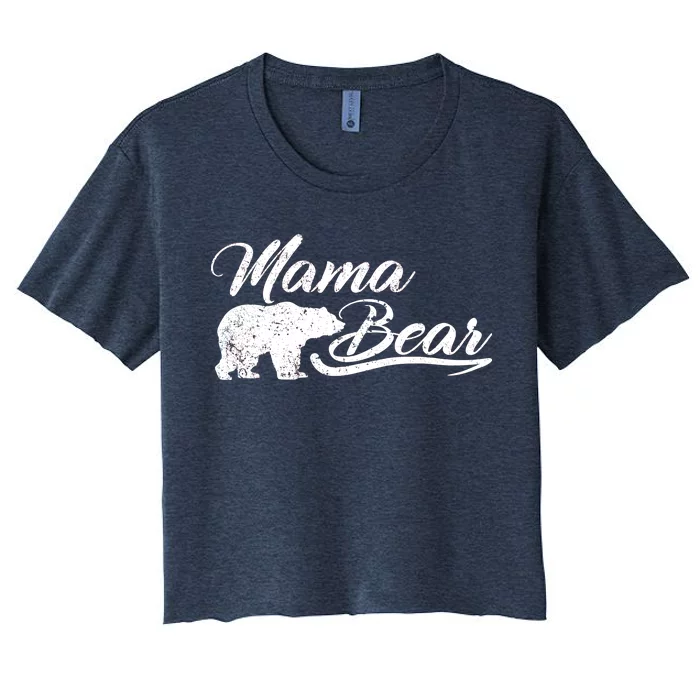 Vintage Mama Bear Retro Mother Logo Women's Crop Top Tee