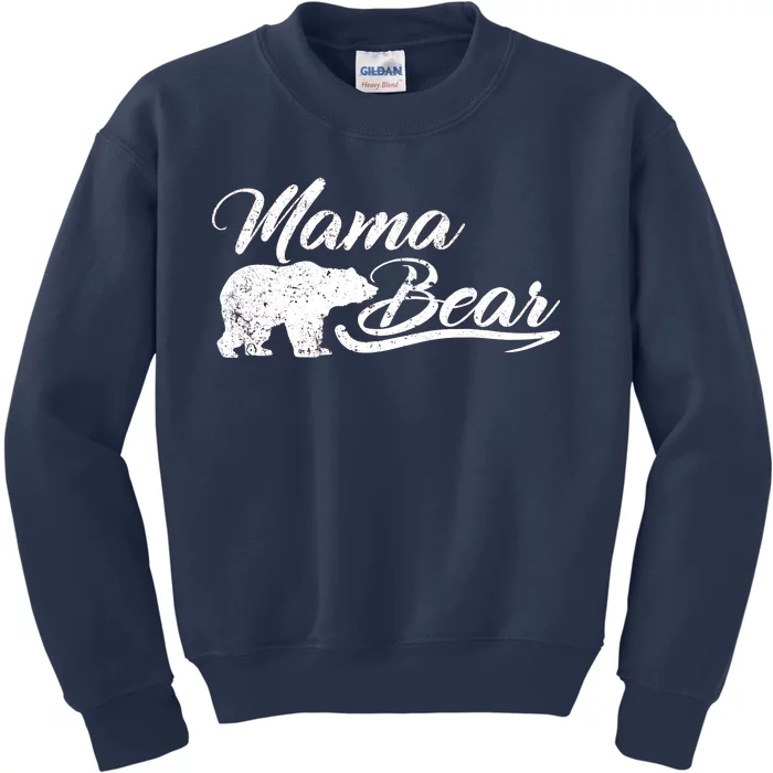 Vintage Mama Bear Retro Mother Logo Kids Sweatshirt