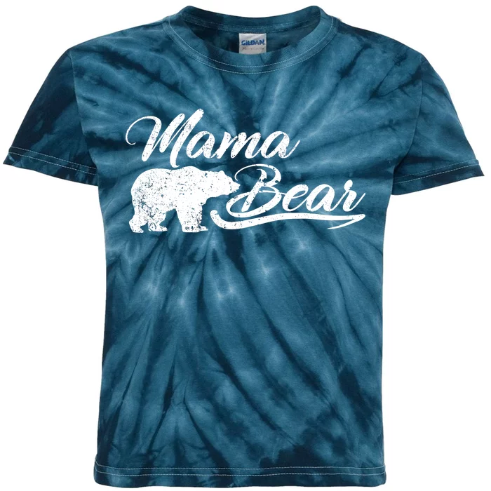 Vintage Mama Bear Retro Mother Logo Kids Tie-Dye T-Shirt