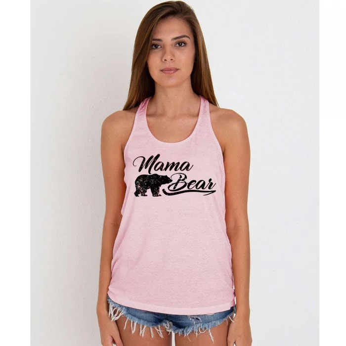 Vintage Mama Bear Retro Mother Logo Women's Knotted Racerback Tank