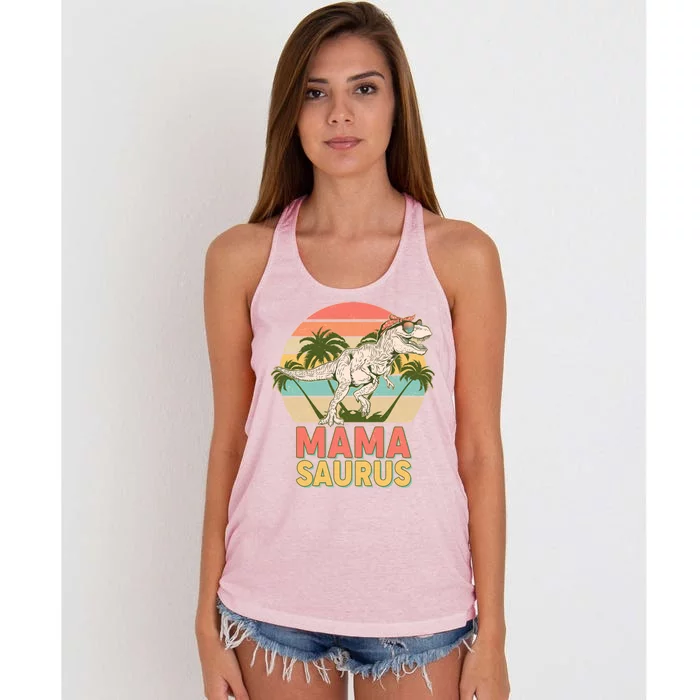 Vintage Mama Saurus T-Rex Mom Mother Women's Knotted Racerback Tank