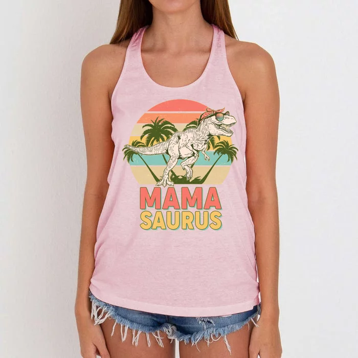 Vintage Mama Saurus T-Rex Mom Mother Women's Knotted Racerback Tank