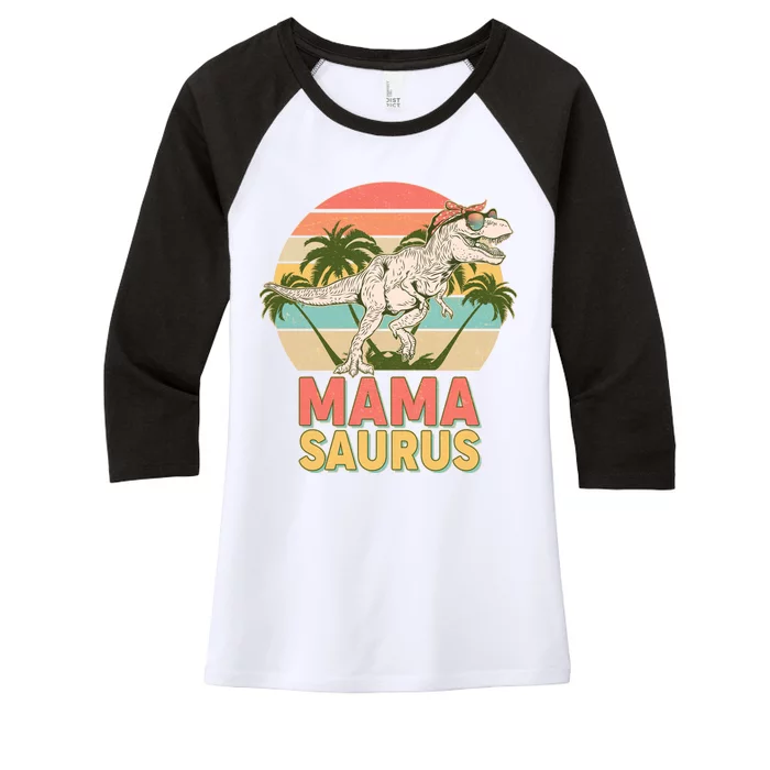 Vintage Mama Saurus T-Rex Mom Mother Women's Tri-Blend 3/4-Sleeve Raglan Shirt