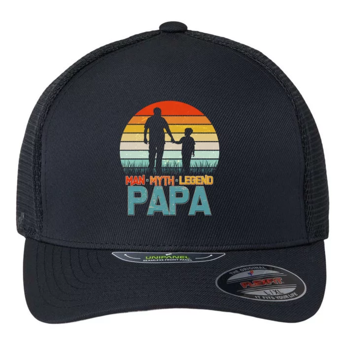 Vintage Man Myth Legend Papa Flexfit Unipanel Trucker Cap