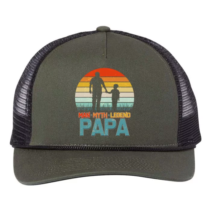 Vintage Man Myth Legend Papa Retro Rope Trucker Hat Cap