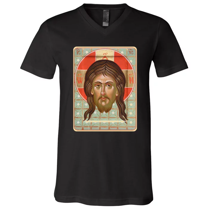 Vintage Mandilion Jesus Christ V-Neck T-Shirt