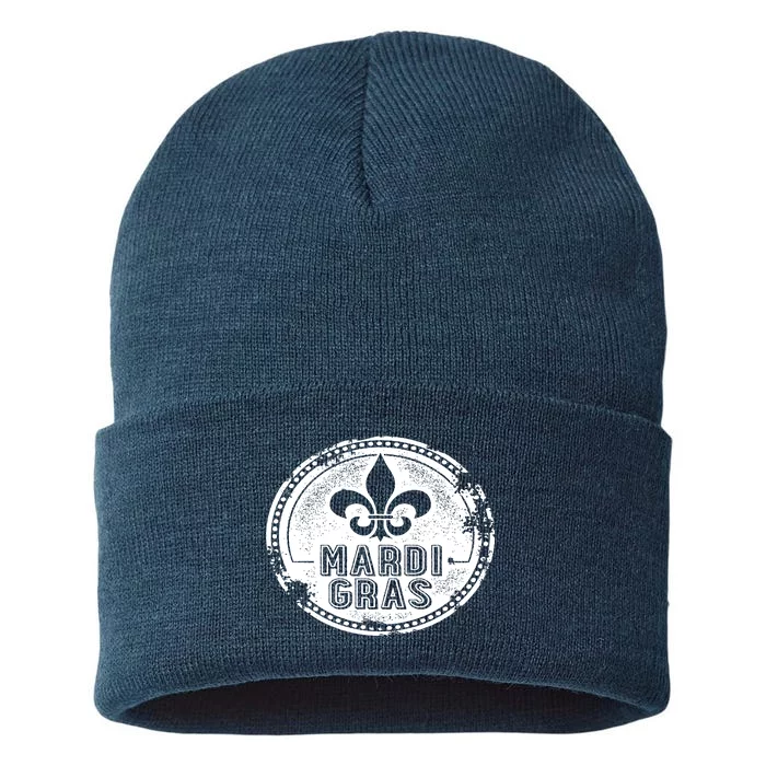 Vintage Mardi Gras New Orleans Logo Sustainable Knit Beanie