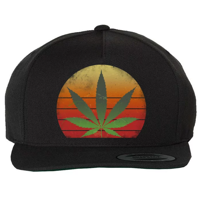 Vintage Marijuana Weed Sunset Wool Snapback Cap