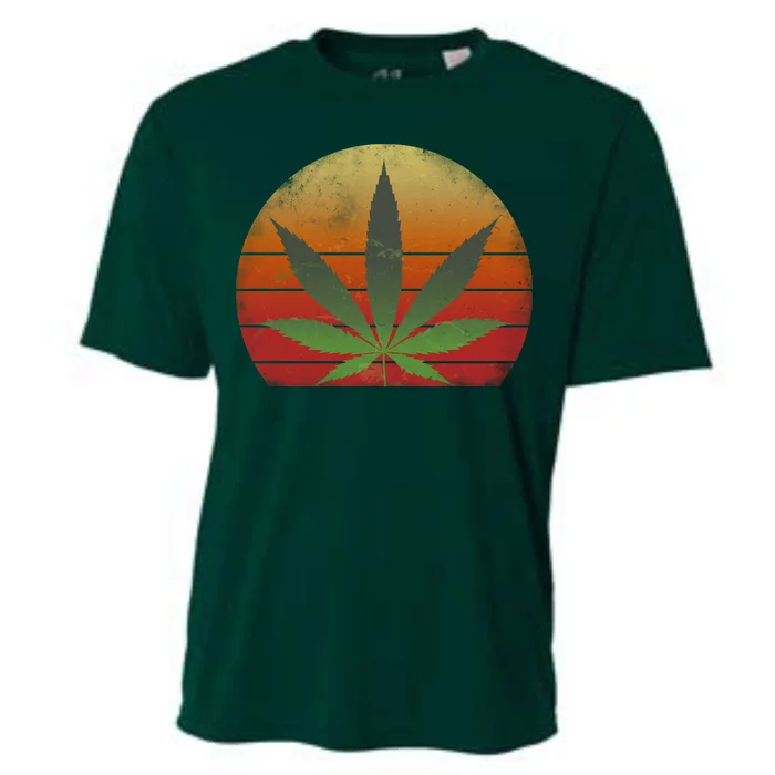 Vintage Marijuana Weed Sunset Cooling Performance Crew T-Shirt