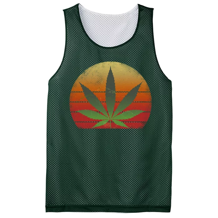 Vintage Marijuana Weed Sunset Mesh Reversible Basketball Jersey Tank