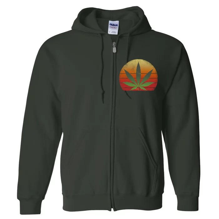 Vintage Marijuana Weed Sunset Full Zip Hoodie