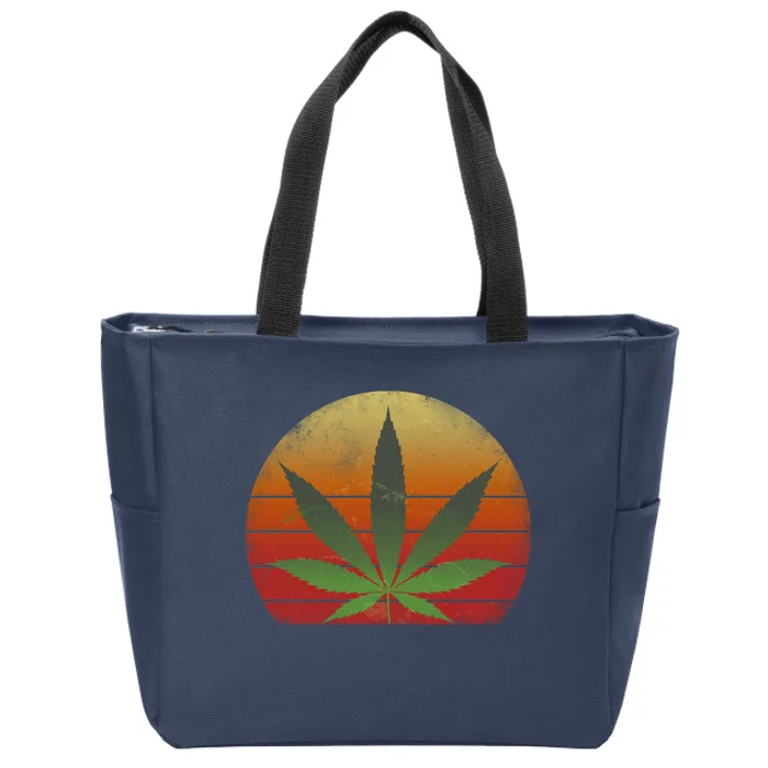 Vintage Marijuana Weed Sunset Zip Tote Bag