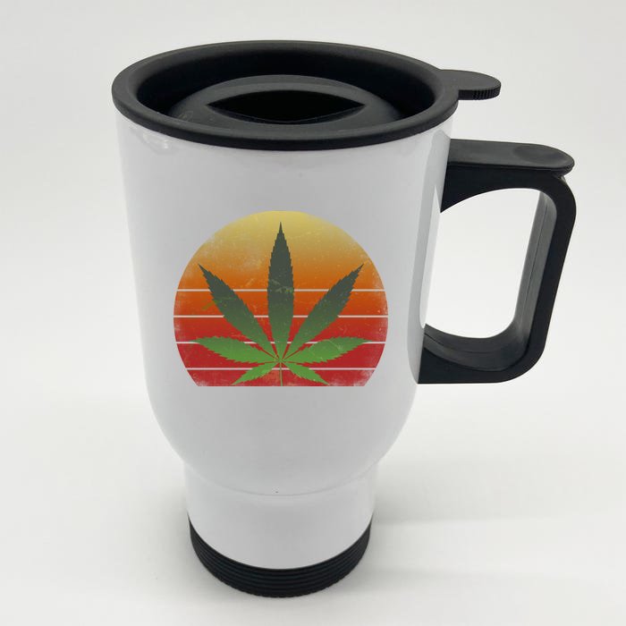 Vintage Marijuana Weed Sunset Front & Back Stainless Steel Travel Mug