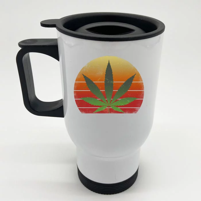 Vintage Marijuana Weed Sunset Front & Back Stainless Steel Travel Mug