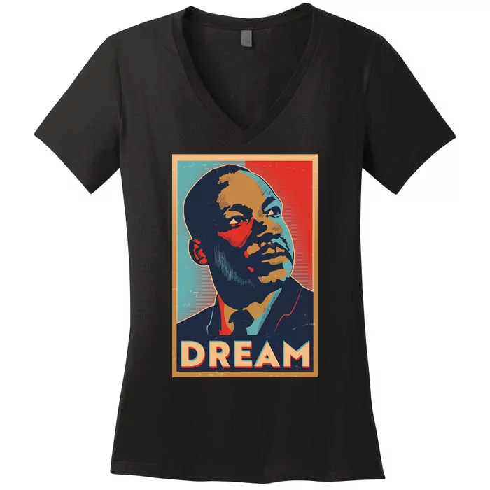 Vintage Martin Luther King Jr MLK Dream Poster Women's V-Neck T-Shirt