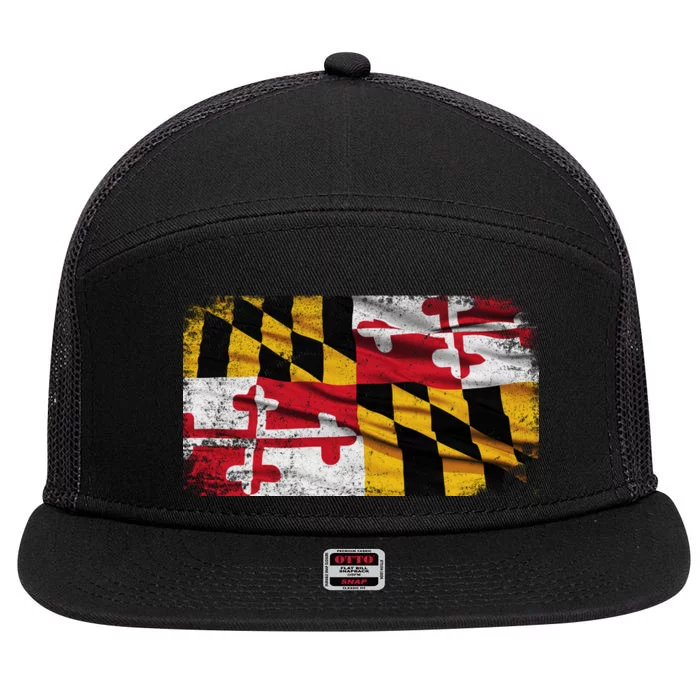 Vintage Maryland Flag 7 Panel Mesh Trucker Snapback Hat